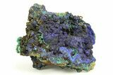 Sparkling Azurite Crystals on Fibrous Malachite - China #274625-1
